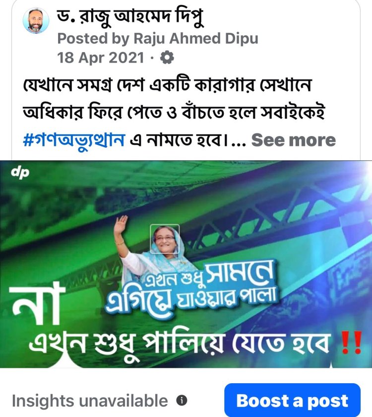 না এখন শুধু পালিয়ে যেতে হবে- গণঅভ্যুত্থান - ড. রাজু আহমেদ দিপু